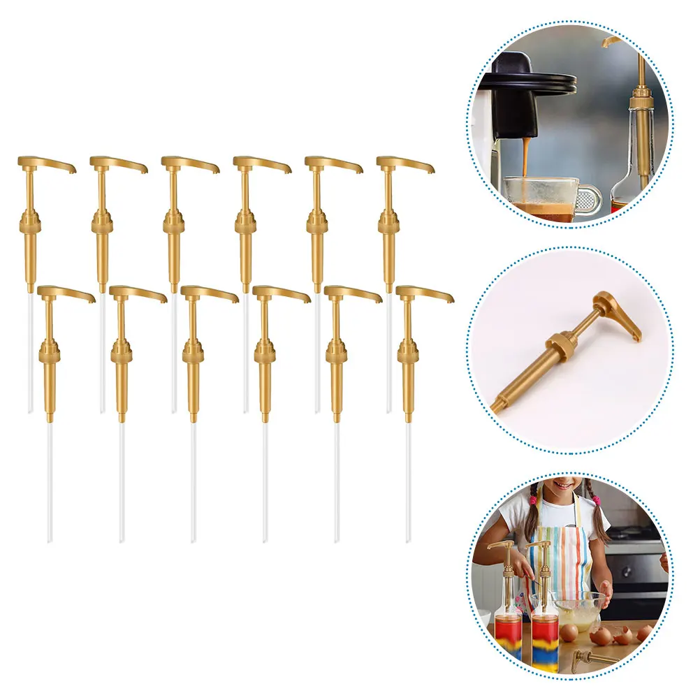 

12 Pcs Syrup Pump Coffee Dispenser Head Kitchen Bottle Extrusion 13 5ml PP Long Tube Auto Return Non Deform Easy Use Storage