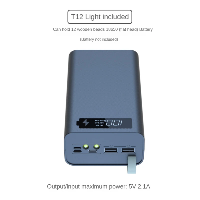 

12X18650 Charging Battery Case Welding Free Battery Storage Box DIY Power Bank Case T12 with Light 18650 Battery Box