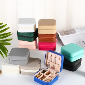 بو الجلود المجوهرات مصغرة مربع التخزين للنساء المحمولة منظم عرض سوار الأقراط خاتم السفر إلى المنزل أفضل 6 صناديق مجوهرات صغيرة لمبيعات - رقم 4