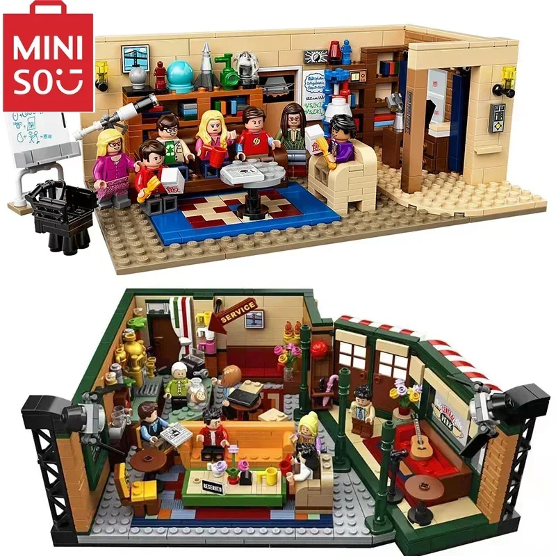 MINISO-Apartamento de amigos, The Big Bang Theory y Central Perk 1228, Ideas de piezas, modelo de construcción, Juguetes DIY, 21302, 21319