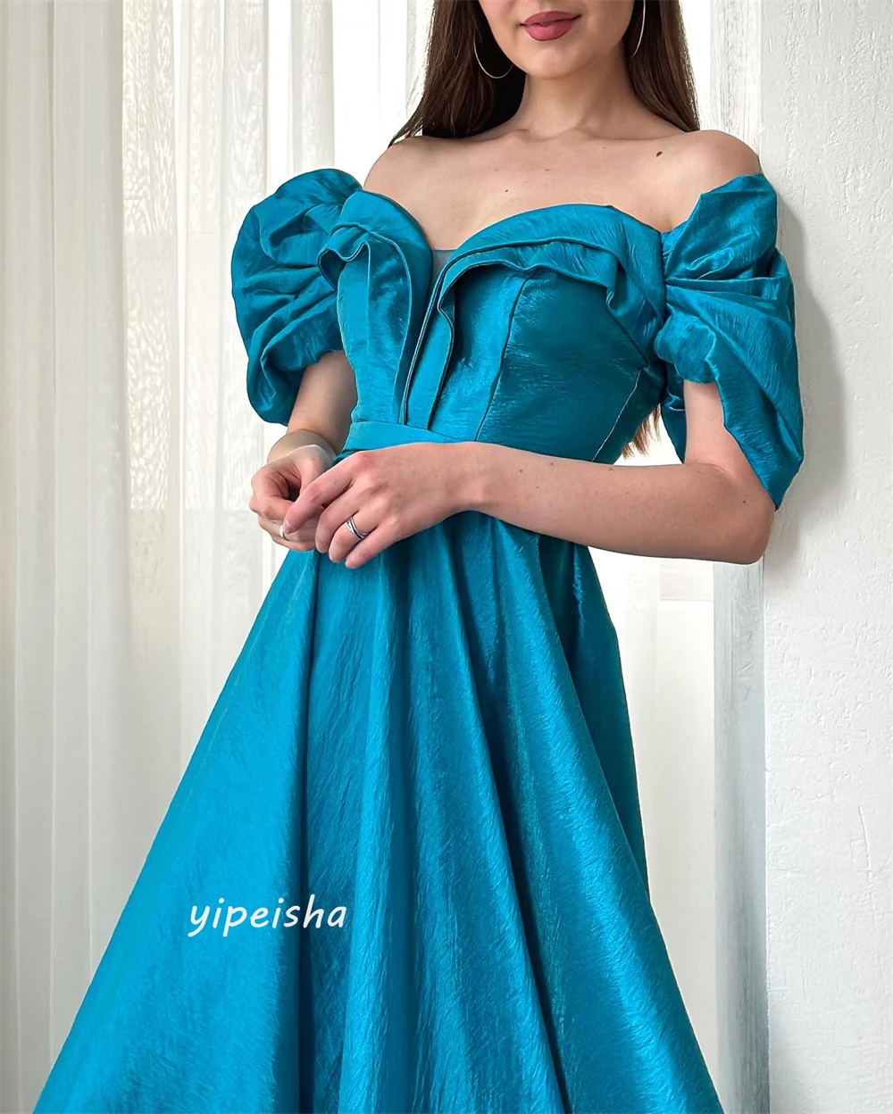 Jiayigong-Robe de Rhde Noël en satin sur mesure, épaules dénudées, longueur au sol, occasion