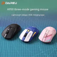 Dareu A950 Tri-Mode Bluetooth Wireless Ergonomices Mouse RGB Charging Base For Pc Gamer Office Gifts  Laptop Accessories