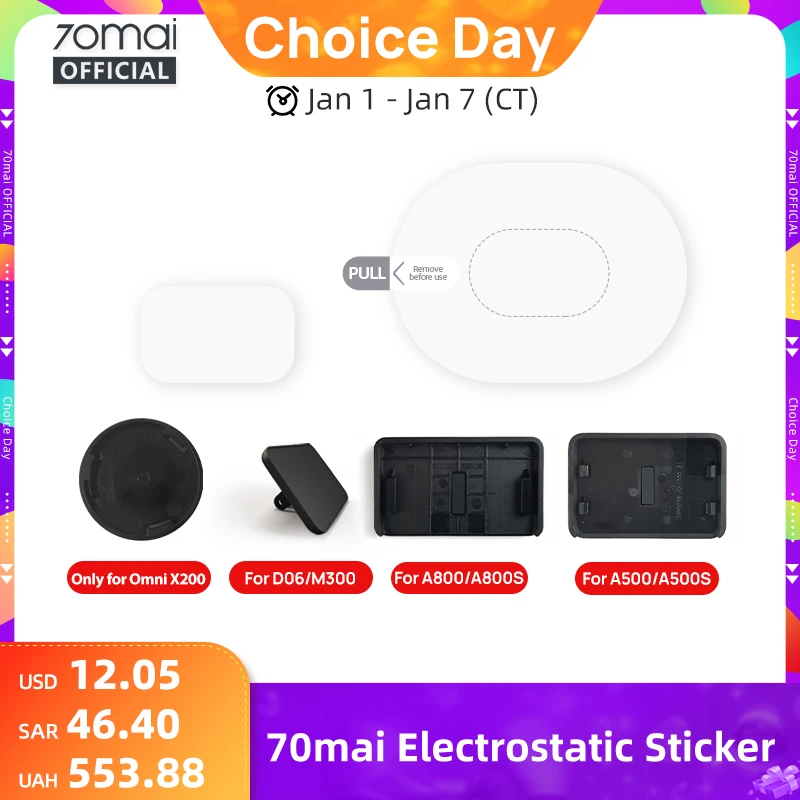 70mai tartó- és matricaszerszám-csomag 70mai autós kamerákhoz T800/X800/A810/A510/A800S/A500S/1S/M300/M200 autós DVR-tartóhoz