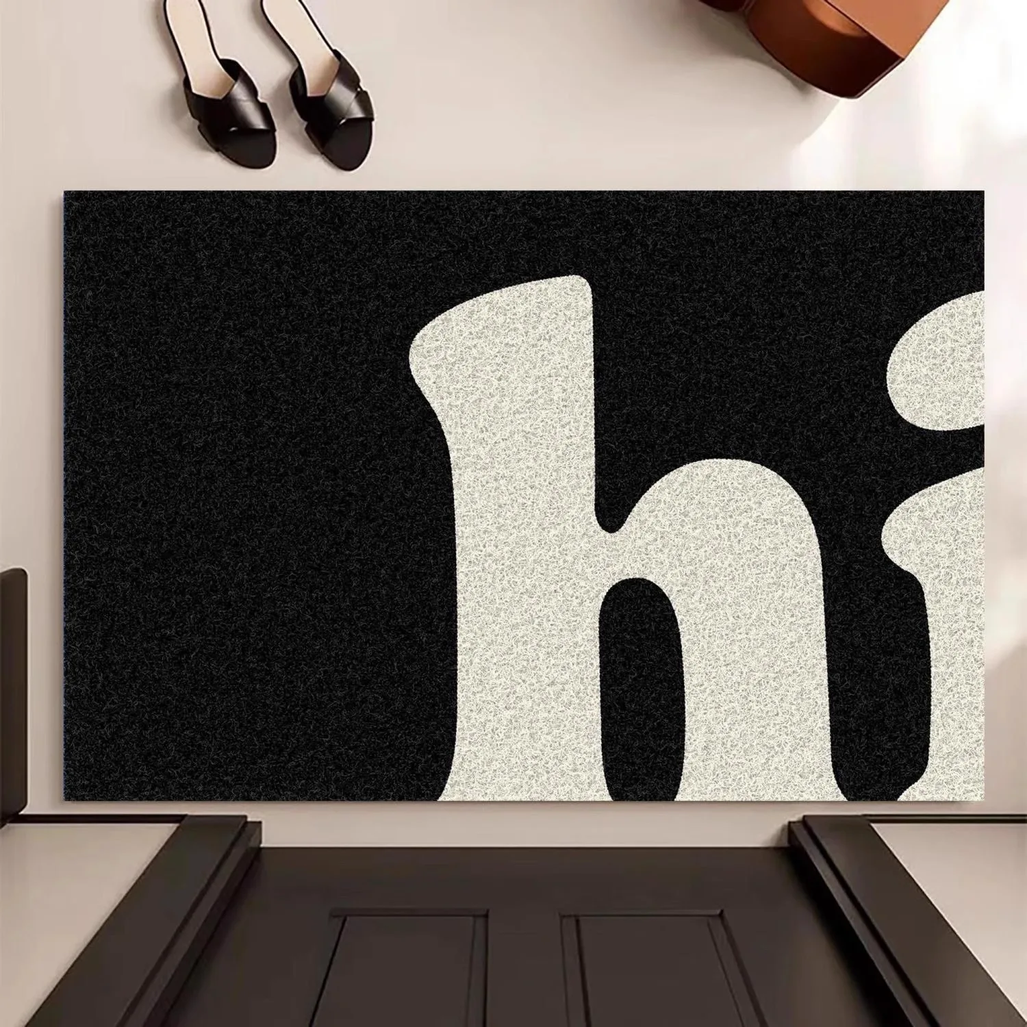 

Minimalist Letters Wire Loop Entrance Door Mat Anti-Slip Foot Mat For Hallway Entrance Dust-Removing And Dirt-Resistant Carpet