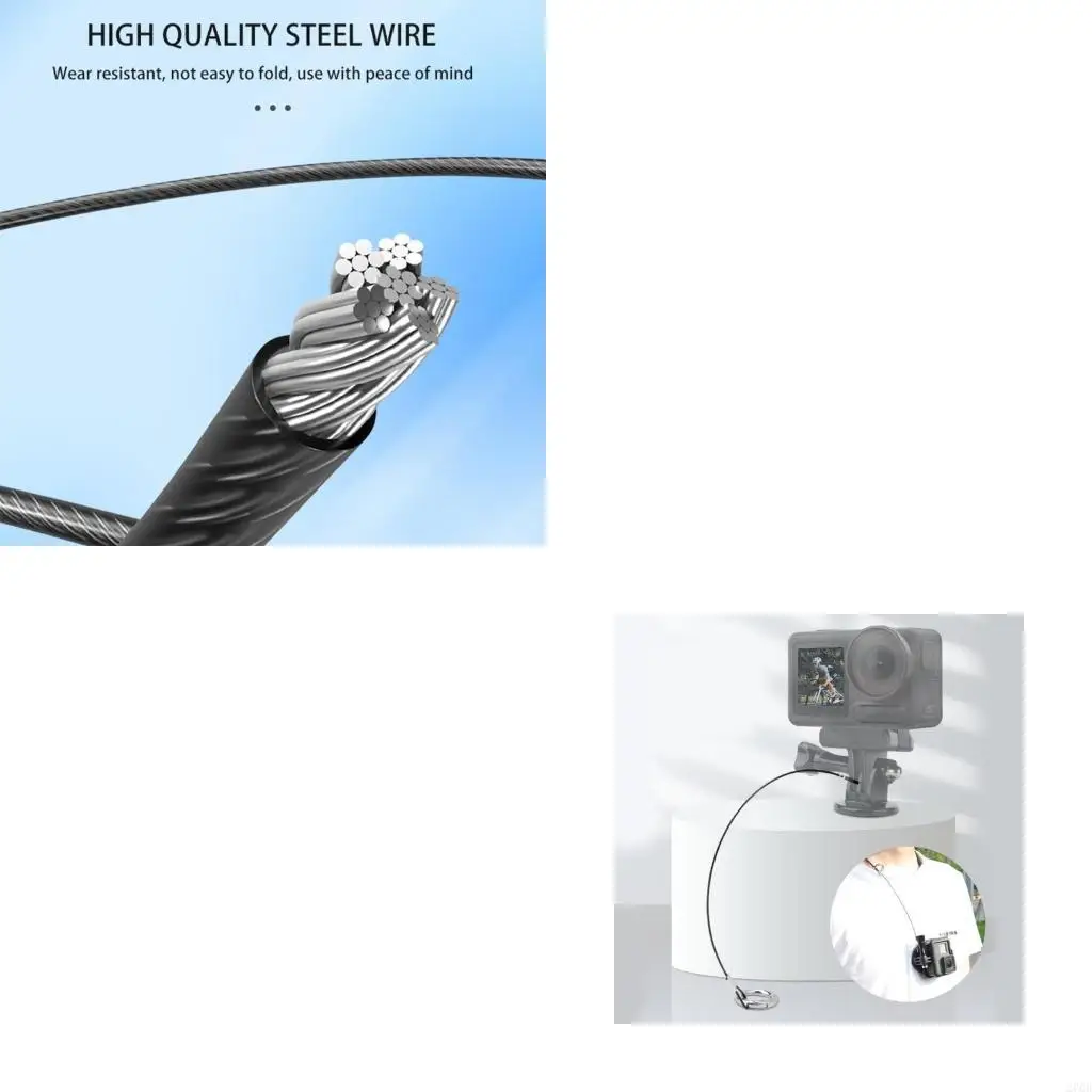 SJ4000/액션/GO 3S 액션 카메라를위한 안전 스테인레스 스틸 테더 랜드드 기타 적용 가능한 장비 액세서리