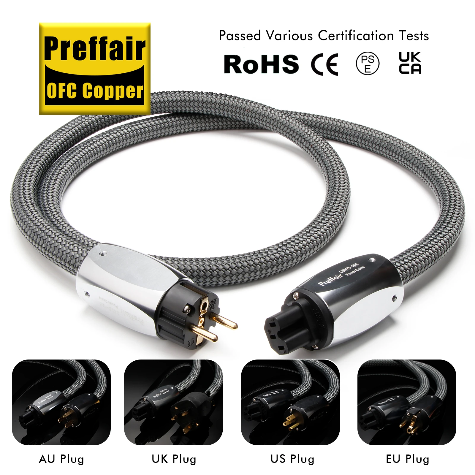 

CRYO -196 OCC Медный аудиофильский кабель питания переменного тока Schuko US ver / EU ver Кабель питания