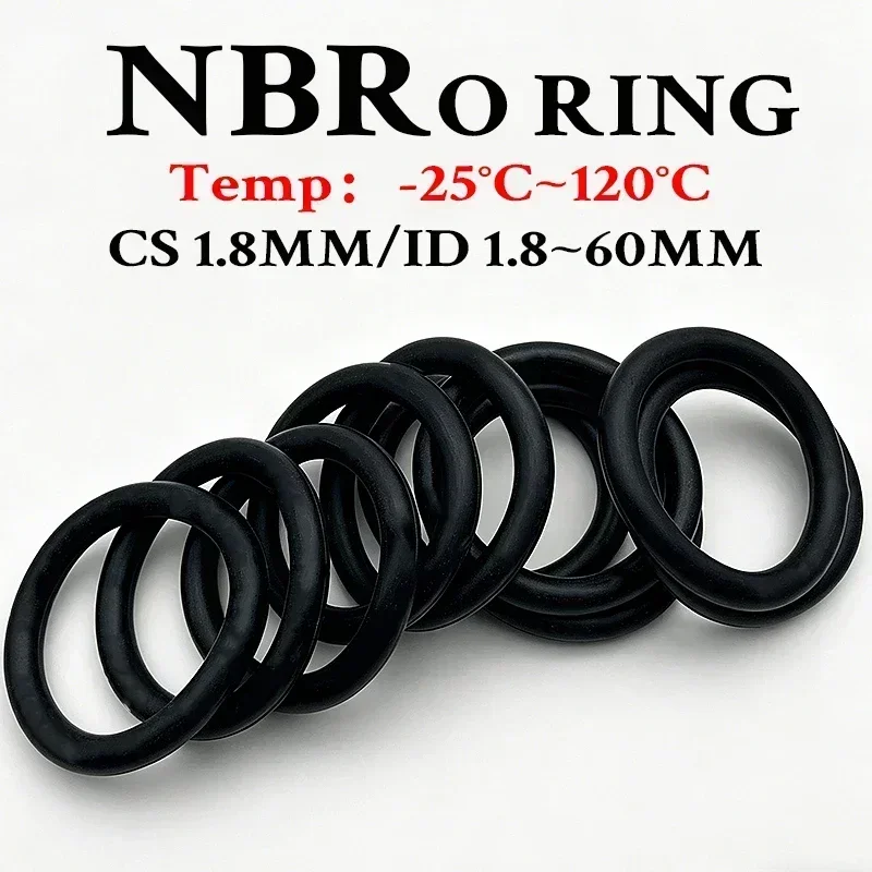 NBR 70 Hardness O-ring 20 CS 1.8mm ID 1.8~60mm Suitable for High-Pressure Applications, Chemical Resistant Nitrile Rubber O-ring