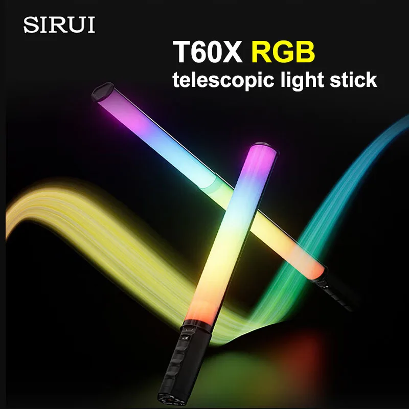 Sirui T60X RGB Stick Light Wand 20W Lightweight Handheld Tube Light Led Video Light 33cm-62cm telescopic Photography Lamp Type-C