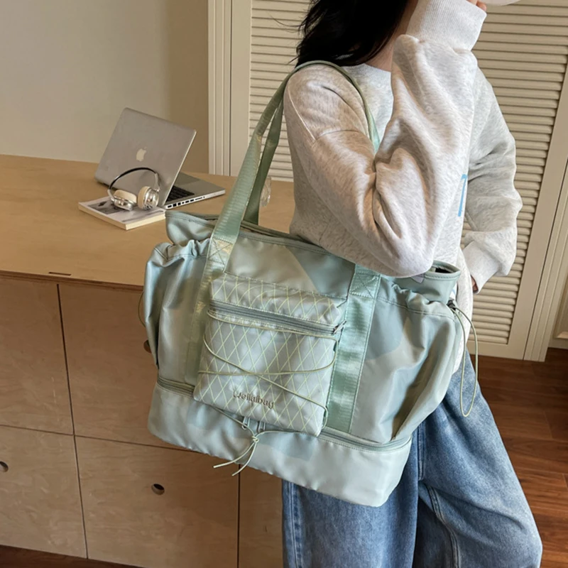 Fitness Gym Tote Bag Outdoor Sports Yoga Handbag Shoes Pocket Dry Wet Bag Training College Laptop Books Drawstring Shoulder Bag