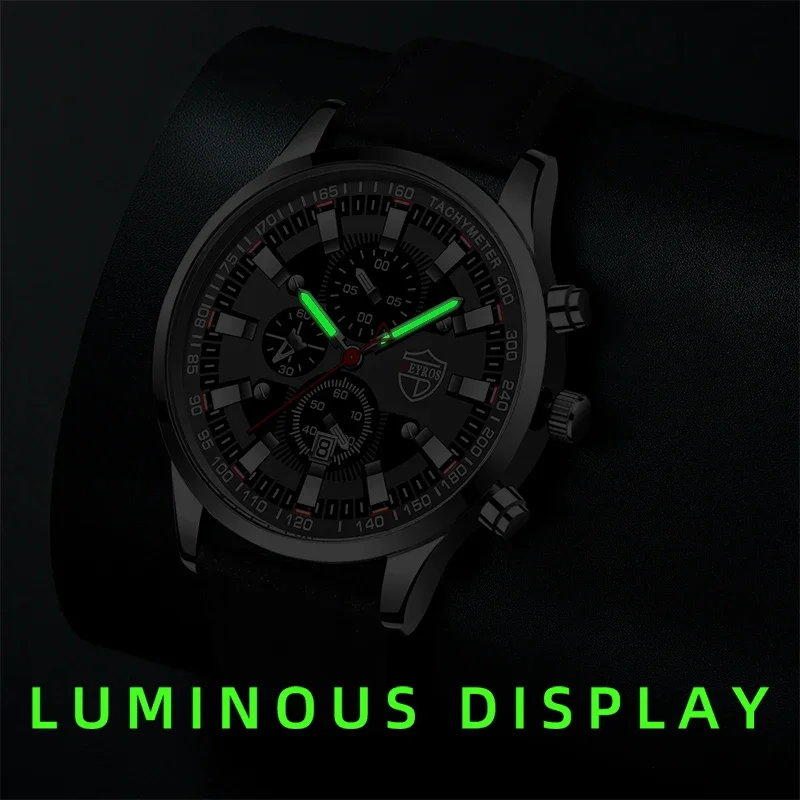 2023 modne męskie zegarki luksusowa skórzana bransoletka kwarcowy zegarek na rękę dla mężczyzn Business Casual świecący zegar relogio masculino