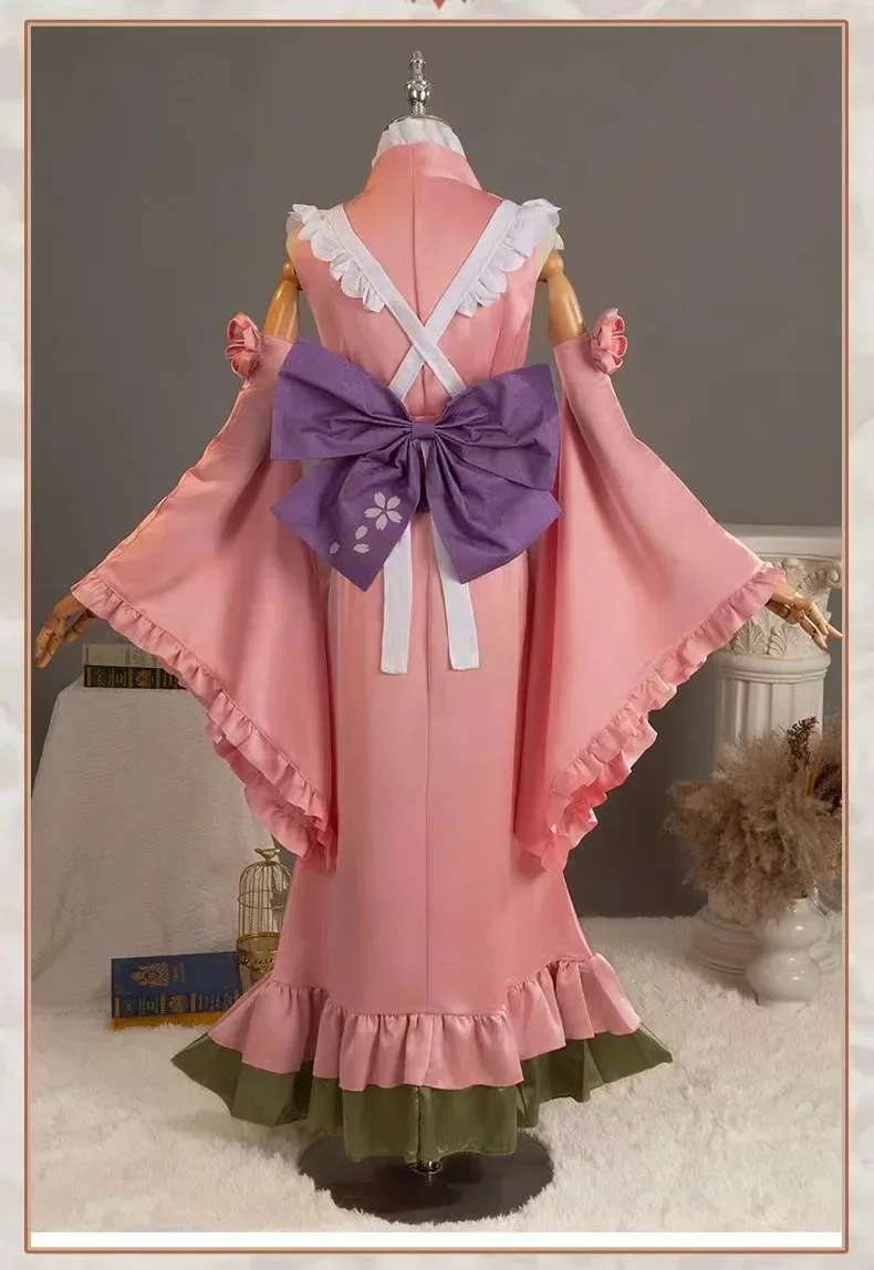 

New 2025 Parfait Apron Long and Wide Sleeved Dress Mikuu Matcha Sakura Pink Cosplay Costume Kimono Women Birthday sgyhy3