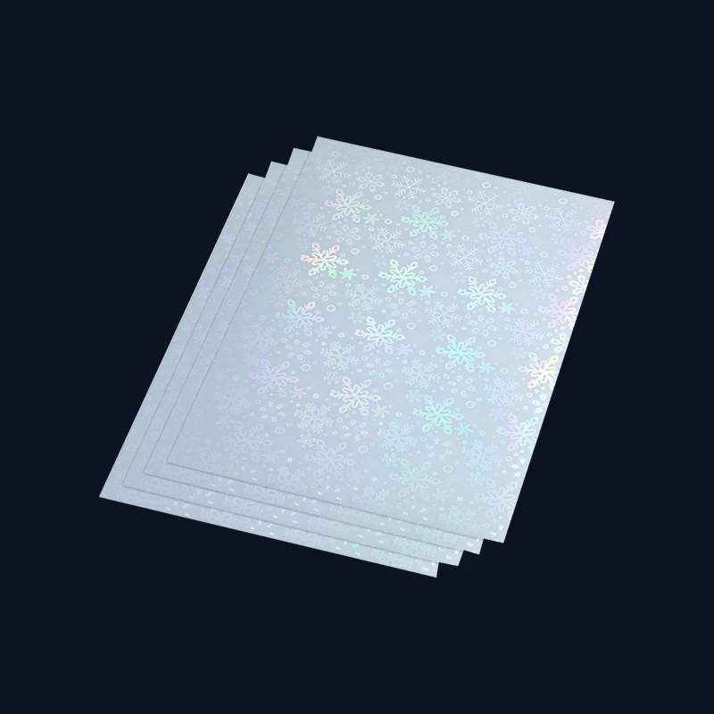 A4 Holographic Vinyl Sticker Paper Transparent Snowflake Laser  PET Adhesive Paper For Inkjet Printer Waterproof Anti-tear DIY