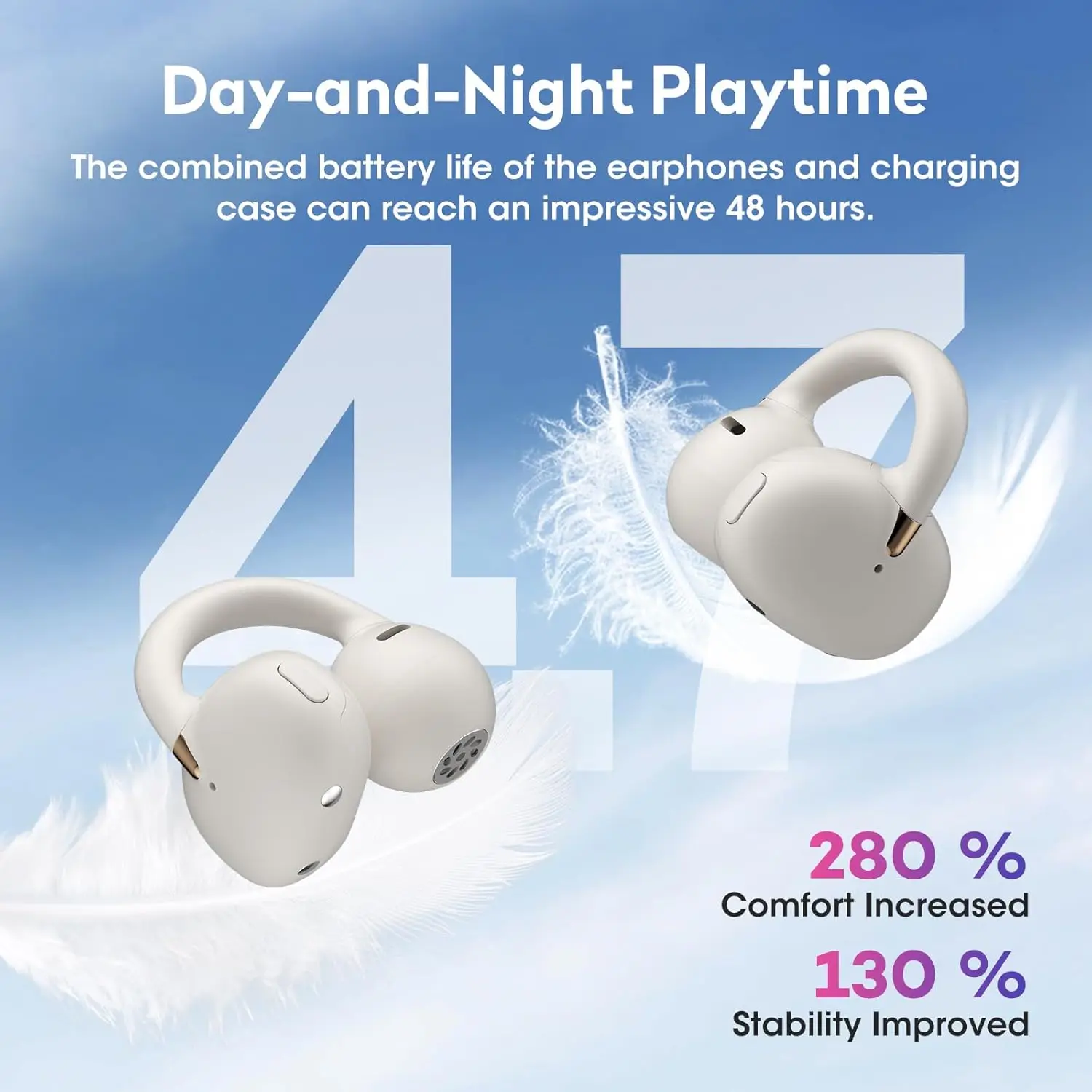 Ortizan OHAYO-A7 Clip-On-Ohrhörer, leichte, bequeme Open-Ear-Kopfhörer, kabellose Sportkopfhörer mit ENC AI 4-Mikrofonanrufen – Detail 25