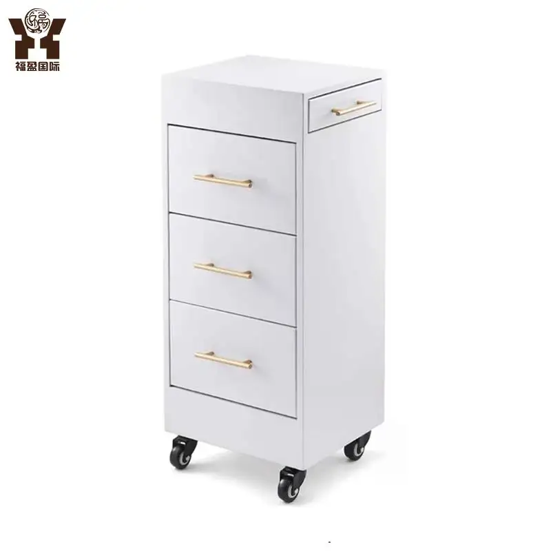 Wood Modern Black White Multi Layer Salon Trolley Storage Cabinet Rotation Silent Wheel Tool Cabinet for Beauty Shop