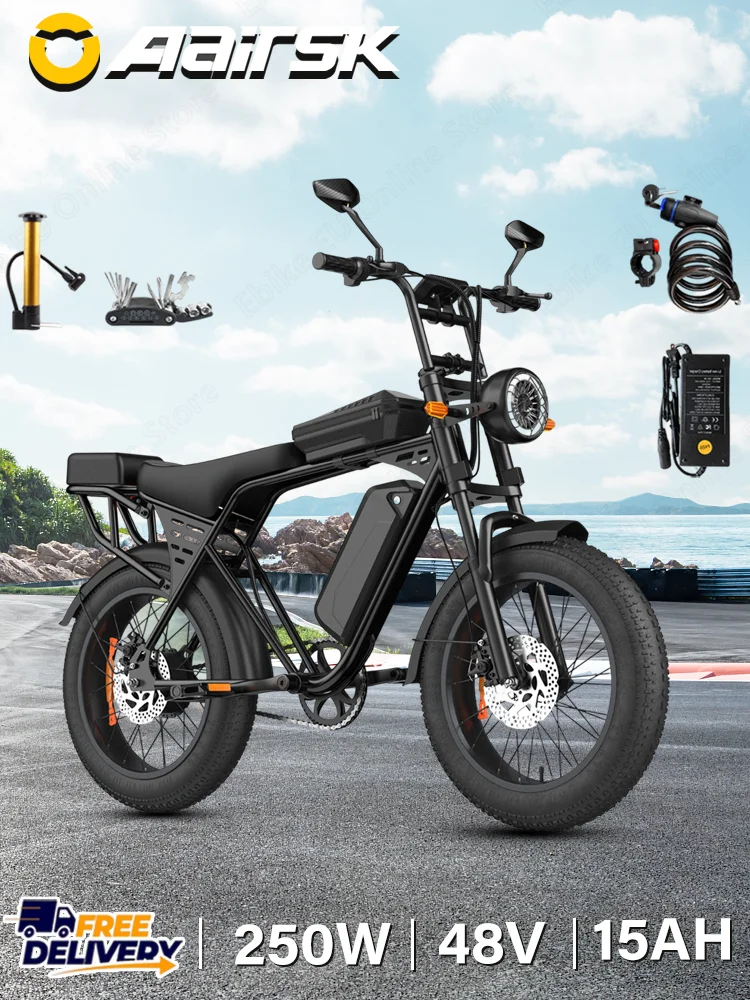 X5 E-bike 250W motor 48V15AH uitneembare accu elektrische fiets dubbele schijfrem 20*4 inch all-terrain vetband stads elektrische fiets - afbeelding 2