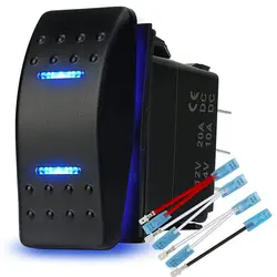 Rocker Switch Waterproof (ON)-Off-(ON) 3 Position Marine Rocker Switch 12V 20A DPDT 7 Pin Boat Switch Toggle for Car
