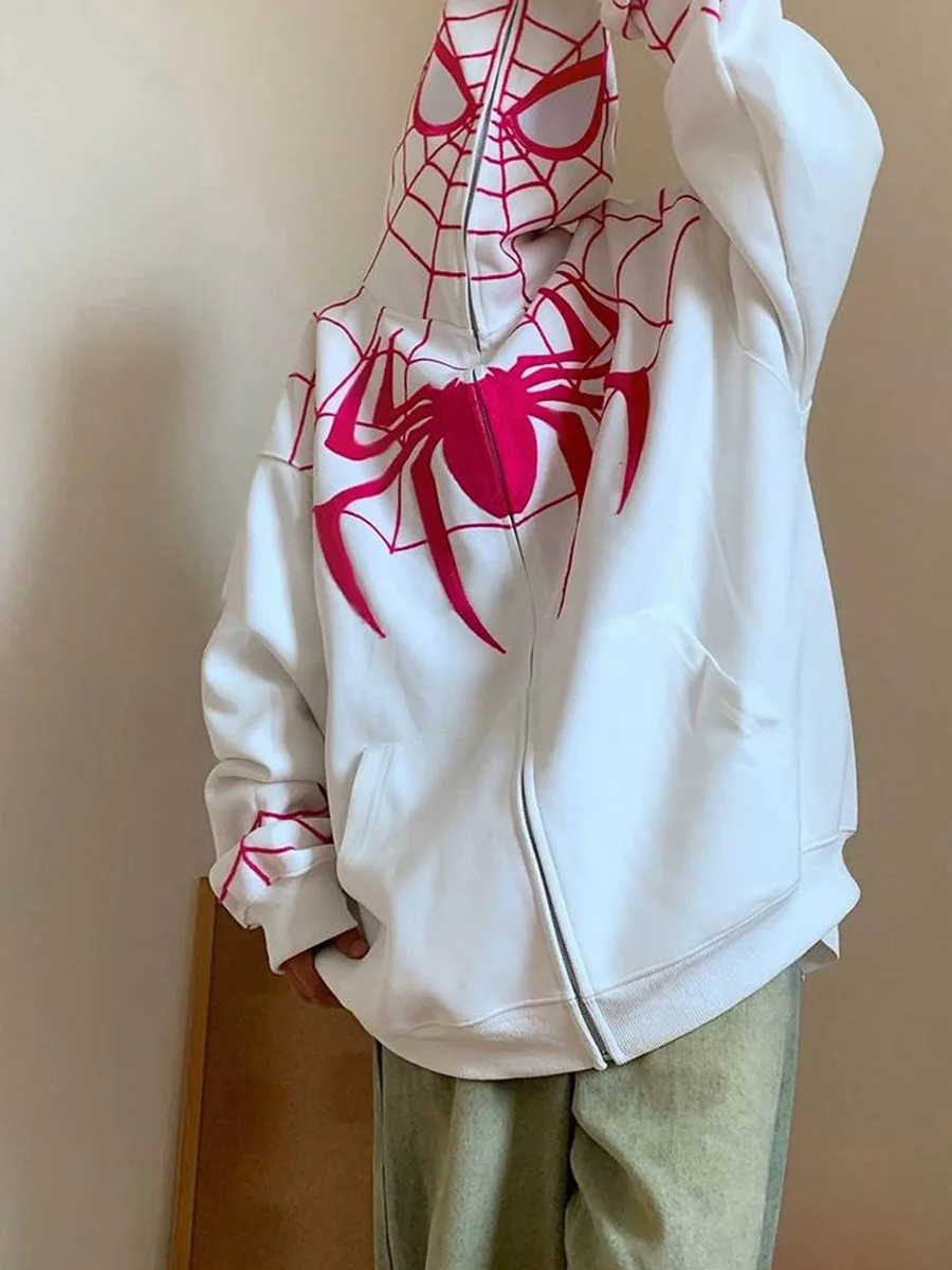 

Уличная одежда, толстовки в стиле ретро, одежда Y2K, мужские и женские толстовки в стиле Харадзюку с принтом для бега в стиле хип-хоп, паук, повседневные толстовки большого размера