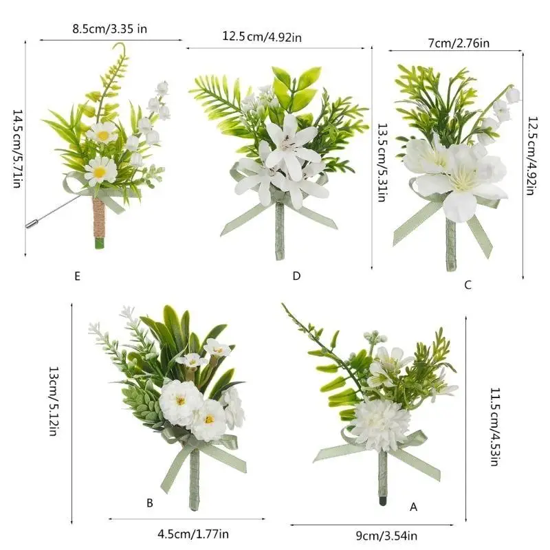 결혼 기념일을위한 인공 꽃 잎을 가진 31bb 스타일리시 남성 boutonniere
