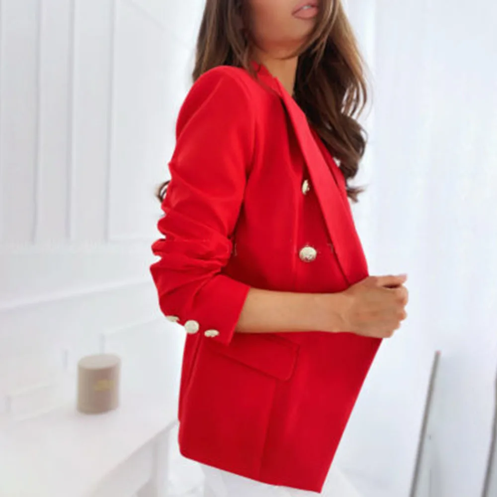 Autumn Plus Size Blazer Women Coat Short White Blazer Female Office Black Ladies Long Sleeve Red Woman Elegant Casual Coats 2021