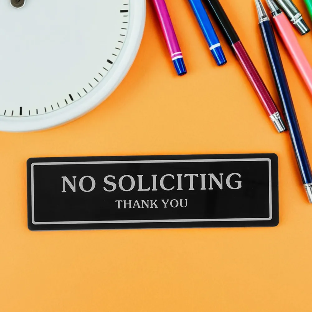 2Pcs No Soliciting Door Hanger Sign Acrylic Self-Stick Plaque Bold Clear Text Crack Deformation Resistant for House Store