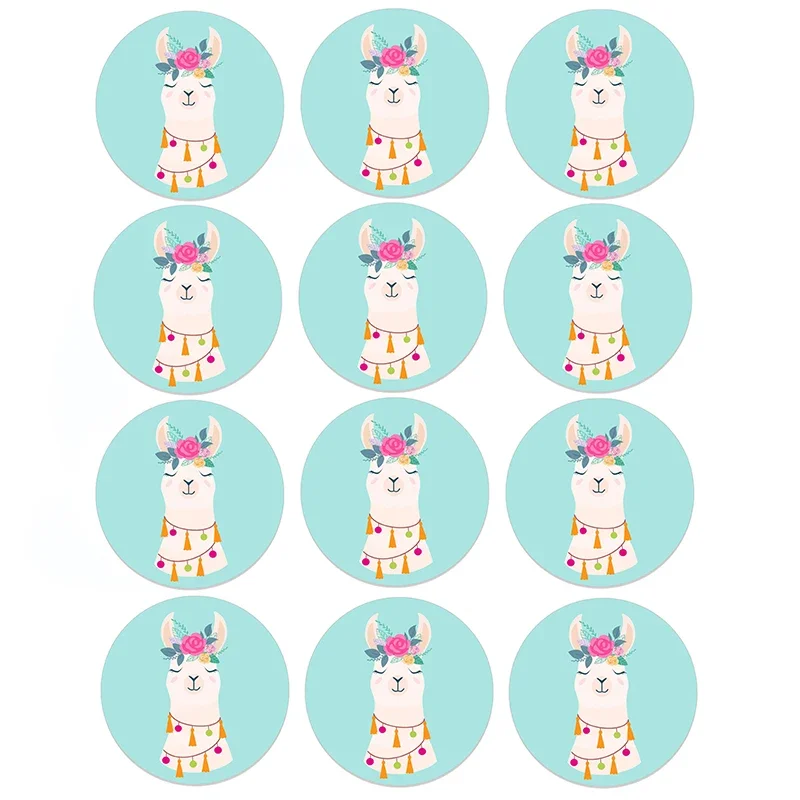 Llama Cactus Stickers Adhesive Stickers DIY Decoration Cartoon Cute Alpaca Birthday Mexican Party Decoration Sticker Supplies