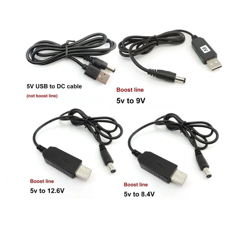 Adapter Cable DC 5V to USB 9V 8.4V 12V 12.6V Step UP Module Power Boost Line Converter for PC Laptop Router 5.5X2.1mm Plug  W1