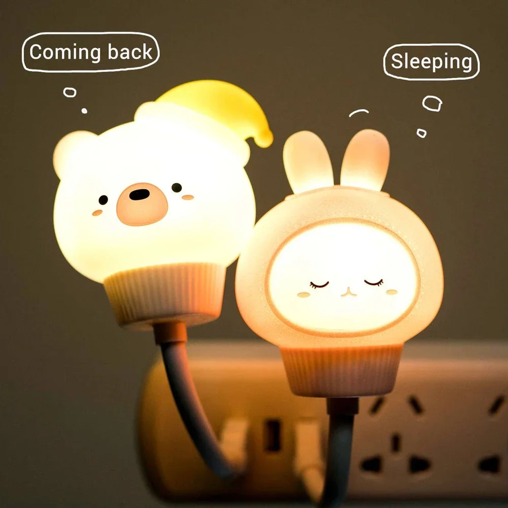 Angielskie sterowanie głosem USB Cartoon Cute Timer Night Light Remote Control Babys Bedroom Dekoracyjne światło do karmienia Prezenty świąteczne dla dzieci