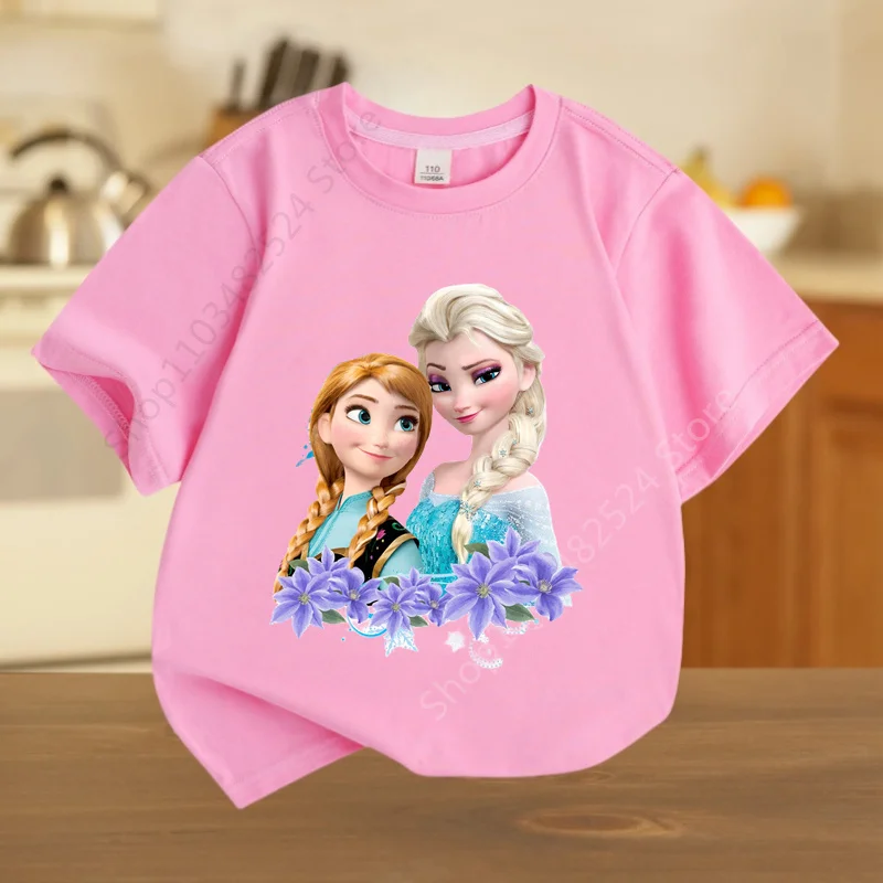 Cute Frozen Child Clothes Kids Summer Fashion Elsa Cotton T-shirt Baby Tee Boys Cartoon Tshirts Toddler Girls Short Sleeve Tops