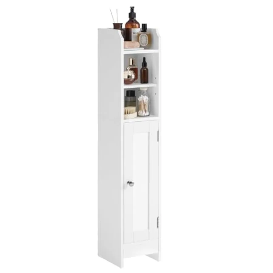 

Small Storage Corner Floor Cabinet with Door 7.9 x 7.1 x 36.2 Inches Narrow Toilet Paper Storage Holder Adjustable Shelves for