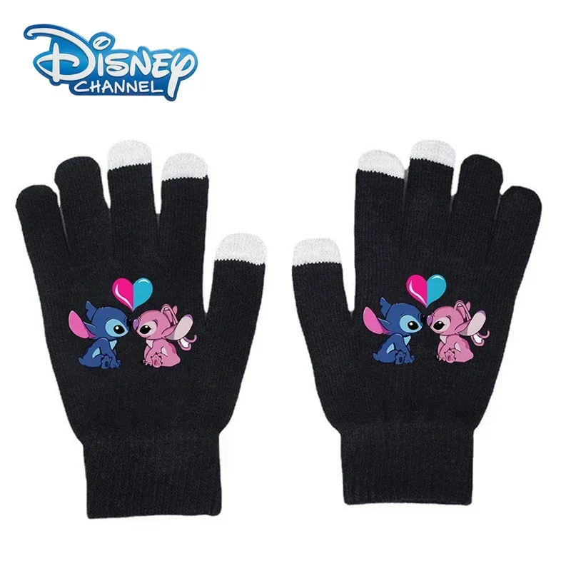 

Disney Stitch Cotton Gloves Cartoon Kawaii Anime Figure Knitted Elasticity Full Finger Glove Thicken Winter Warm Unisex Boy Girl