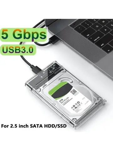 Transparent HDD Case HDD Enclosure 2.5 Inch SSD SATA To USB 3.0 Type-C Adapter Portable External Hard Drive Box Tool-Free