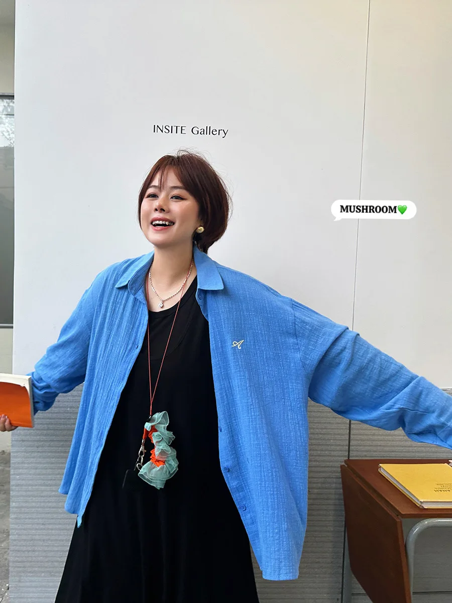 

Slimming Thin Cotton Casual Shirt Pure Color Collar Women's Fashionable Versatile Korean Style Mushroom Head Miss 2026 New Ar...
