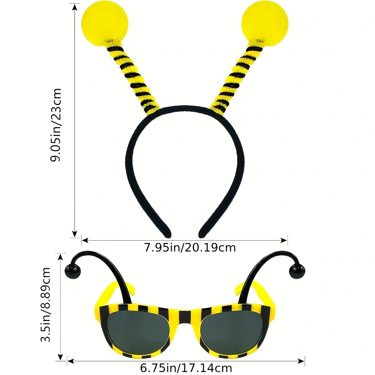 8-teiliges Set an Zubehör für ein Bienen-Rollenspielkostüm – Set aus Bienenantennen-Stirnband und Brille, Damen-Bienen-Tentakel-Stirnband – Detail 1