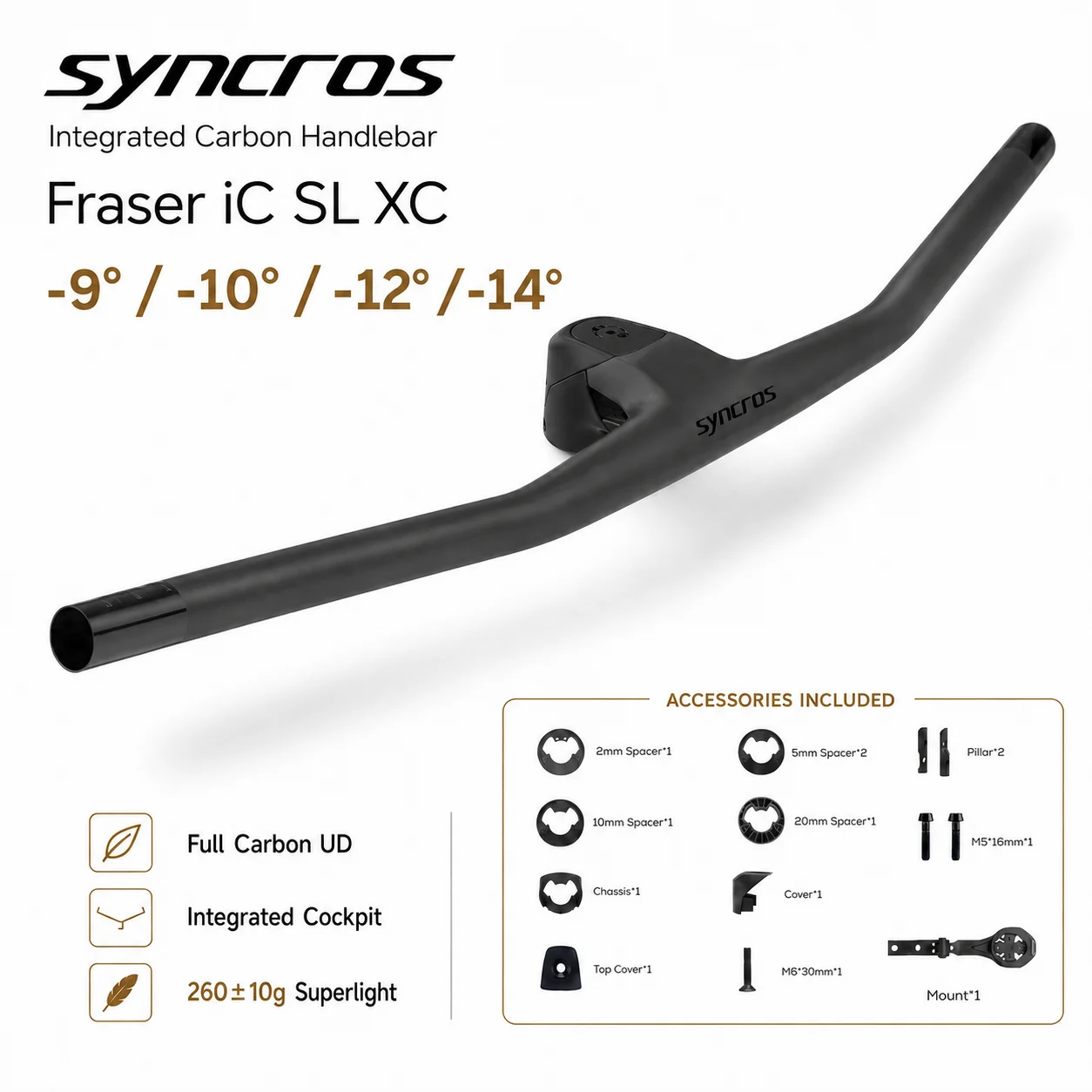 

SYNCROS FRASER IC SL XC For Sparks Frame 50/60mm -9°-10°-12°-14 MTB handlebar carbon integrated Carbon Fiber Integrated Cockpit