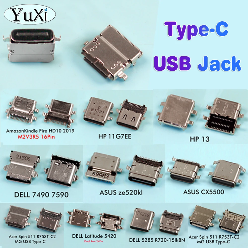 

1Pc For LapTop PC Type-C Power Charging Socket Port Charge Connector Dock Plug Type-C USB Jack For HP DELL ASUS ACER