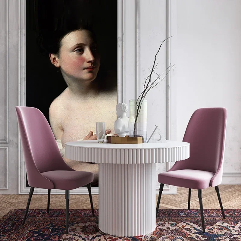 round Dining Table Light Luxury Living Room Dining Table Solid Wood