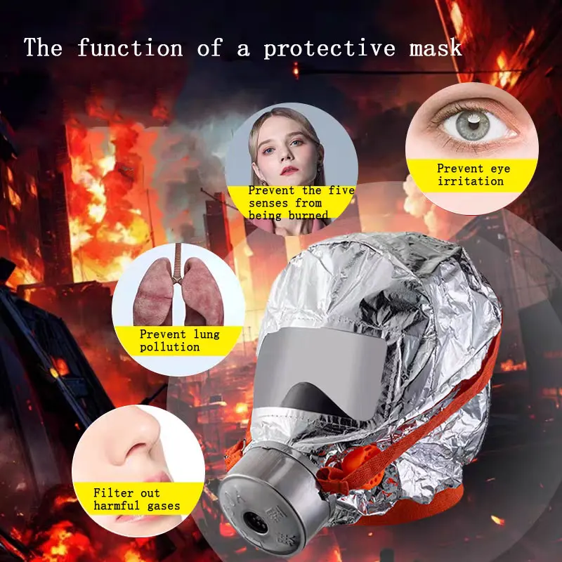 Multi-Layered Fireproof Filter Mask Easy-fit Escape Hood Fire Escape Hood Oxygen Mask Self-rescue Breathing Apparatus Fire Mask
