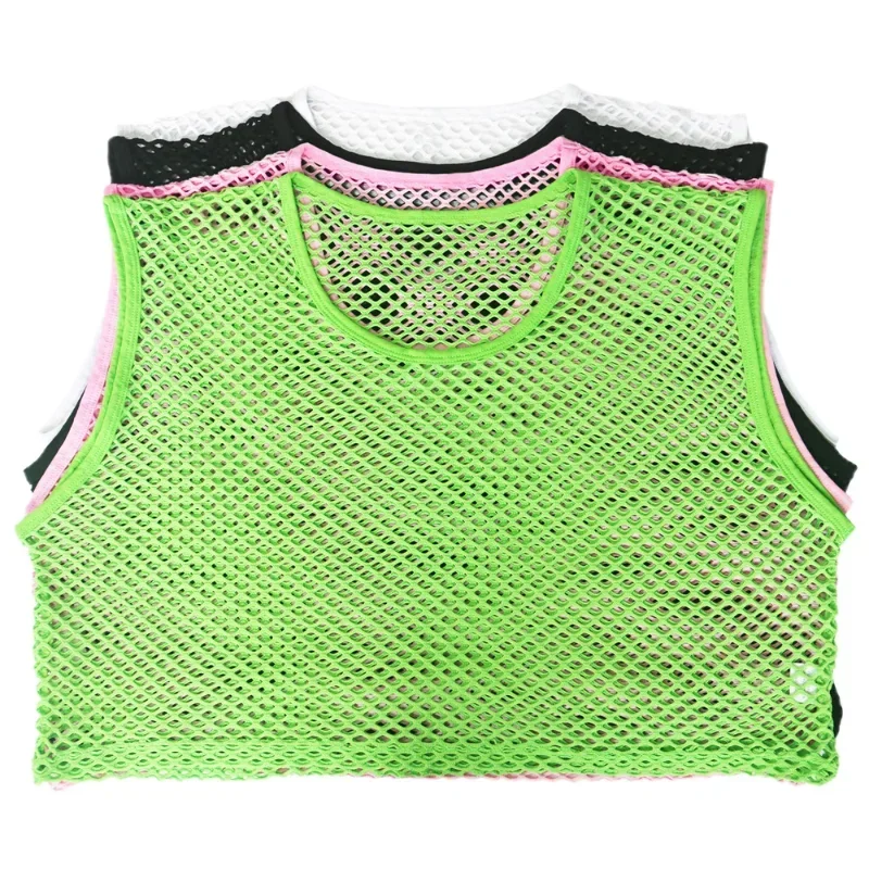 Mens Transparent Fishnet Crop Top Sexy Mesh Hollow Out Tank Tops Gym Fitness Sleeveless Undershirts T-shirts Nightclub Mini Vest