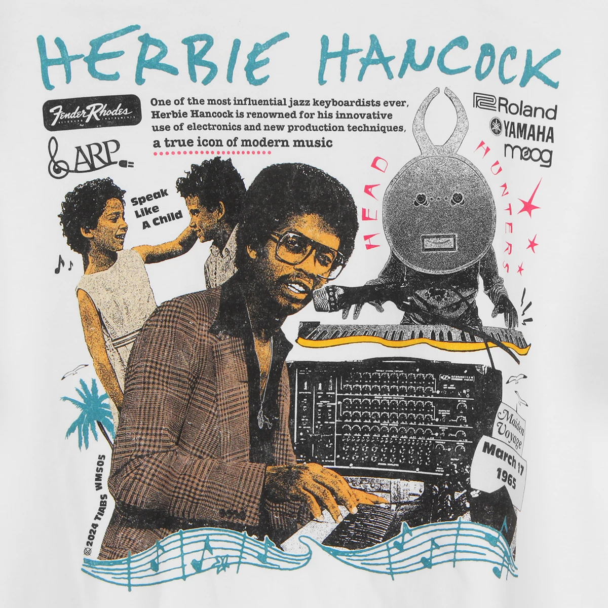 TIABSWMS05 Herbie Hancock T-Shirt Modern Jazz Composers Miles Davis John Coltrane Retro Vintage Drop Shoulder Cotton Men' Shirt
