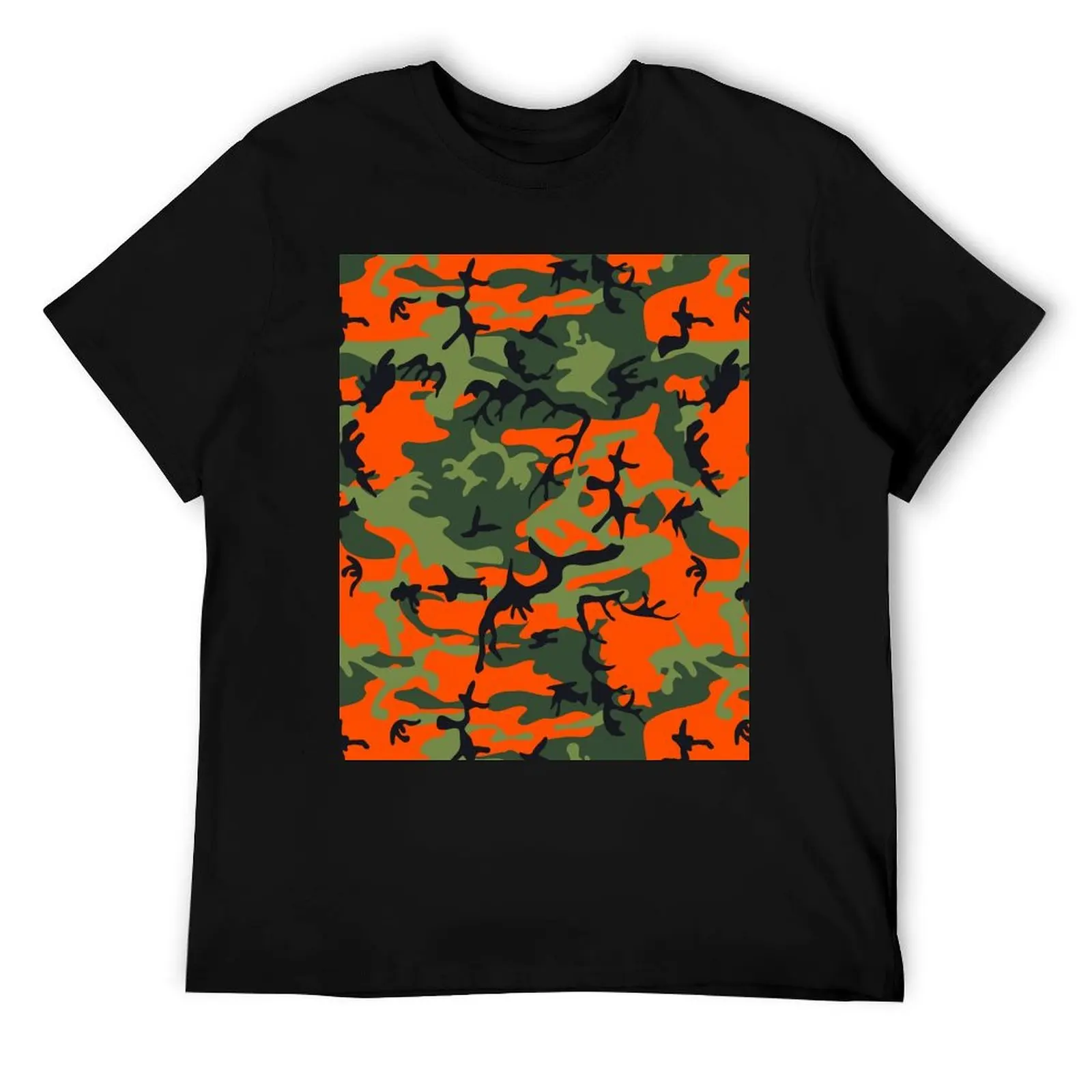 تي شيرت مموه باللونين البرتقالي والأخضر تي شيرت للرجال تي شيرت مطبوع حسب الطلب تي شيرت مطبوع للرجال #1