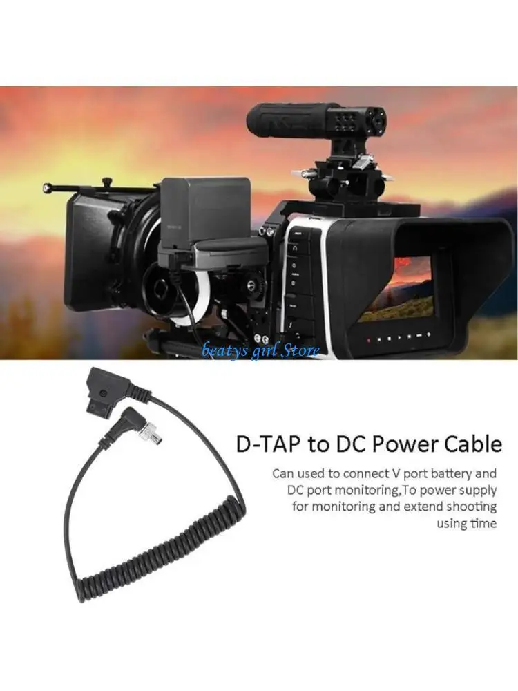 C7AB D-tap to DCPower Cable 12V  DC5.5mm×2.1mm Coiled Cable for screen Display