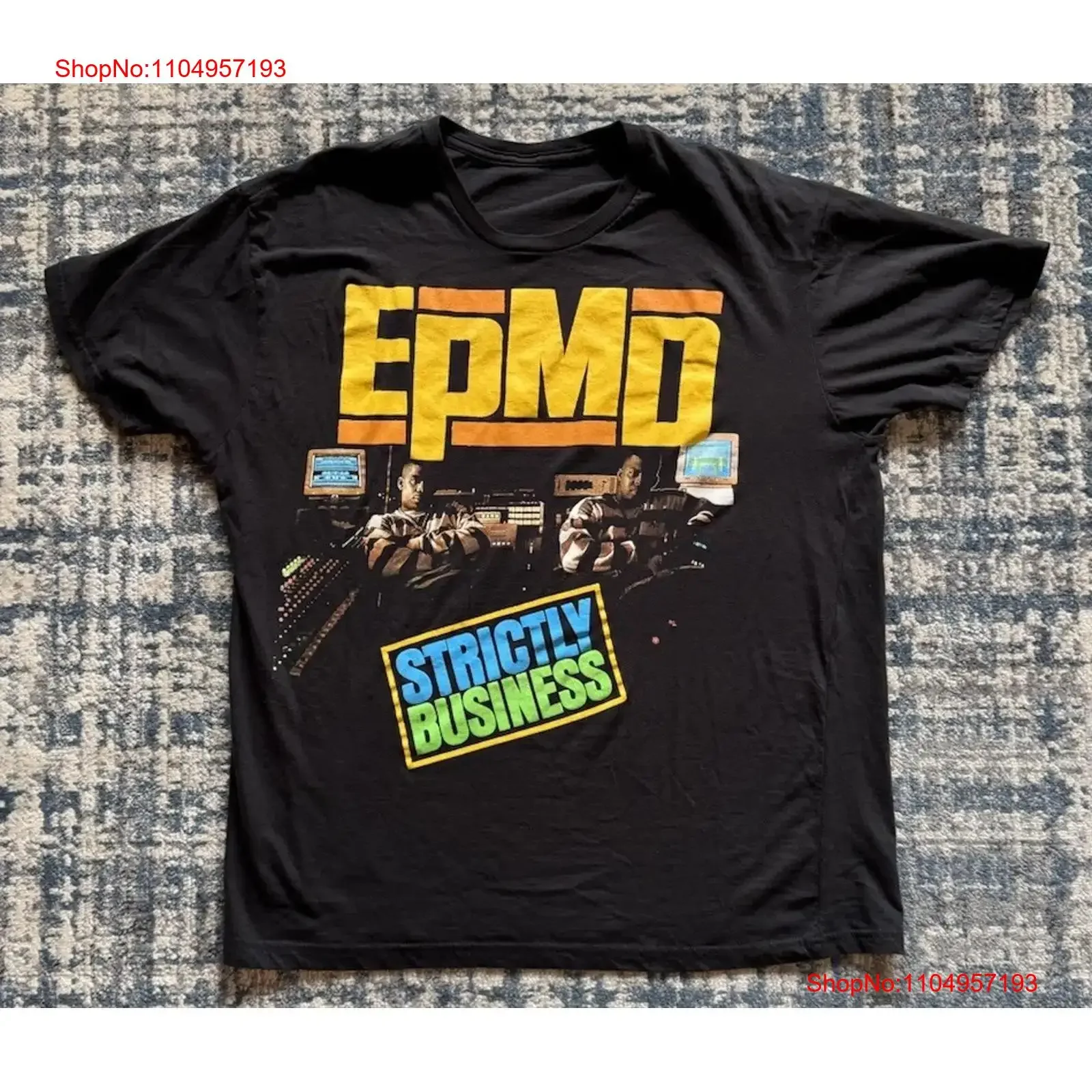 Vintage Style EPMD Strictly Business 1988 T Shirt XL Erick Sermon Rap 80s vintage Washed Versatile Slightly graphic Soft homme