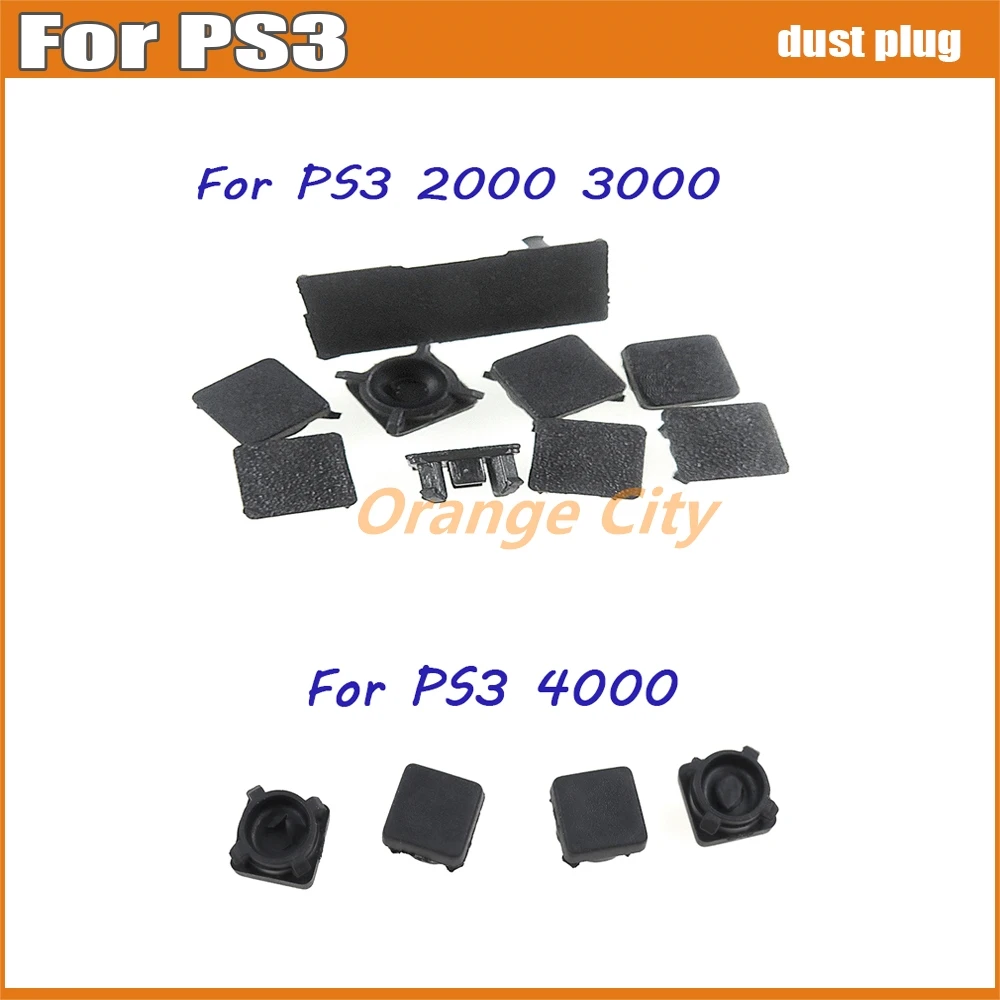 2Sets 9 in 1 Full set dust plug cover Screw Rubber Plug Rubber Feet Cover Set For PS3 slim 2000 3000 / 4000 Console