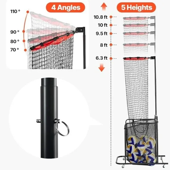 Hot-selling Height-Adjustable Foldable Wheeled Portable Volleyball Training Net Polyester Material Made in China