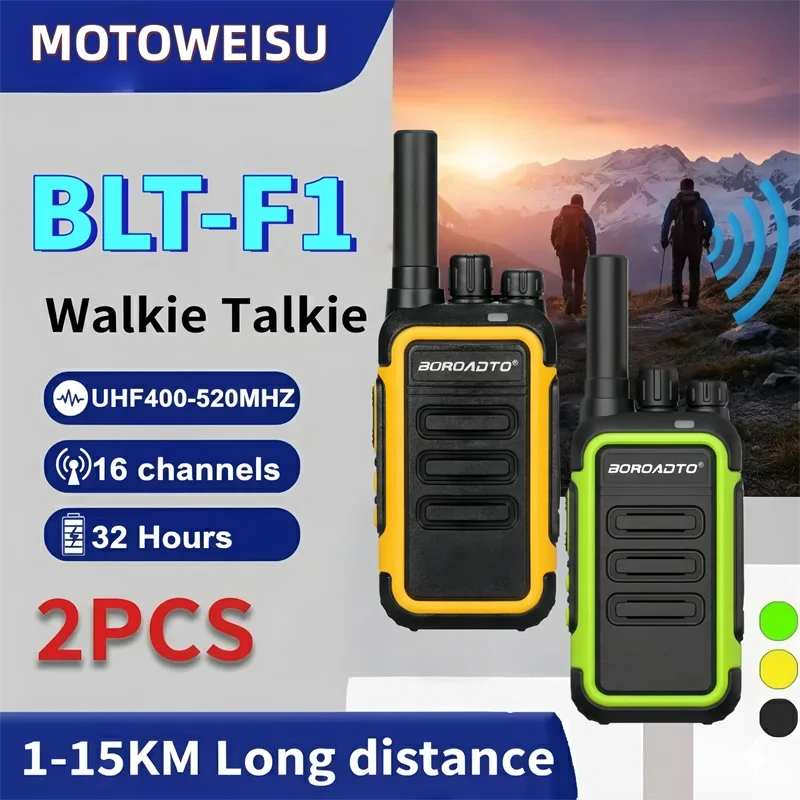Portable Two-Way Radio 2PCS Mini Walkie Talkie UHF PMR Transceiver Rechargeable Type-C 10KM Long Range Hotel Business Outdoor