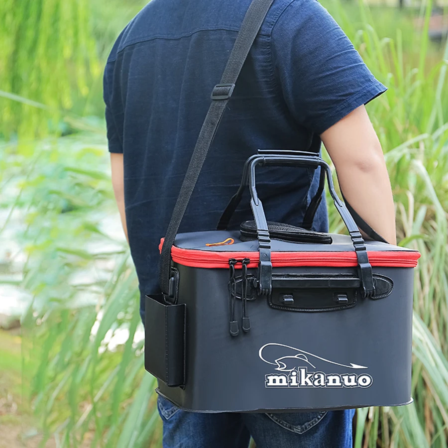 Tragbare Angeltasche, zusammenklappbarer Angeleimer, lebende Fische, Box, Camping, Wasserbehälter, Pfanne, Becken, Angelgerät, Aufbewahrungstasche – Detail 8
