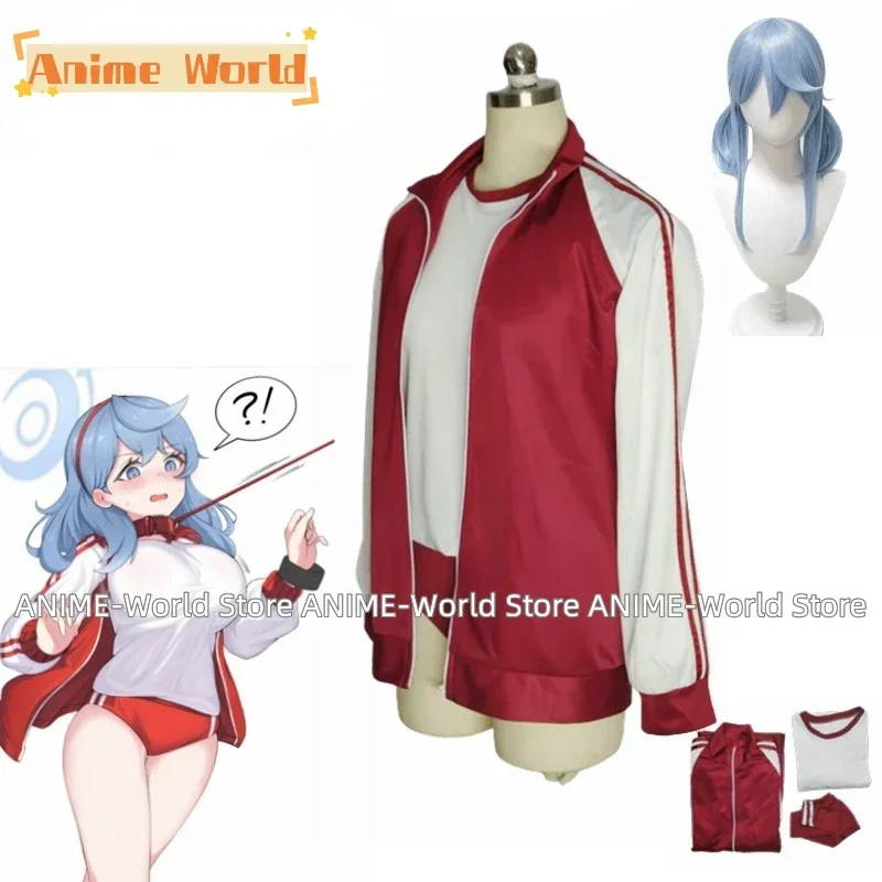 

《Сделано на заказ》Amau Ako Косплей Костюм Игра Синий Архив Косплей Японский Спортивный Костюм Пальто Топ Брюки Хэллоуин Униформа Парик