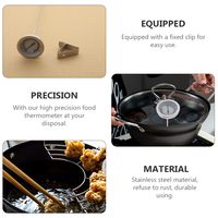 Stainless Steel Oil Temperature Gauge Cooking Instant Read Glass Frying Tool Food Thermometer with Clip Home BBQ Outdoor Use
