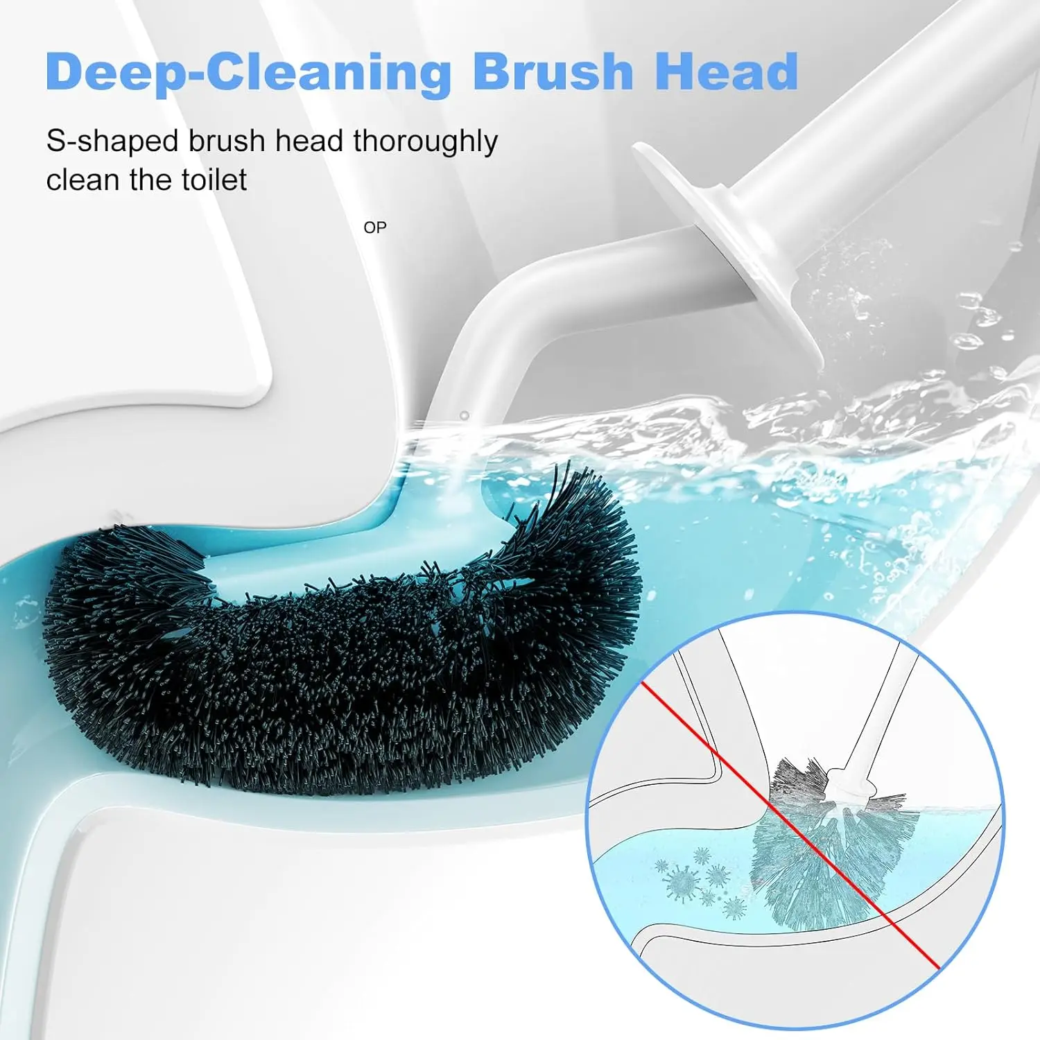 Toilet Bowl Brush Holder Set: Curved Design with Holder for Deep Cleaning Under Rim - Compact Hidden Scrubber for Small Space -