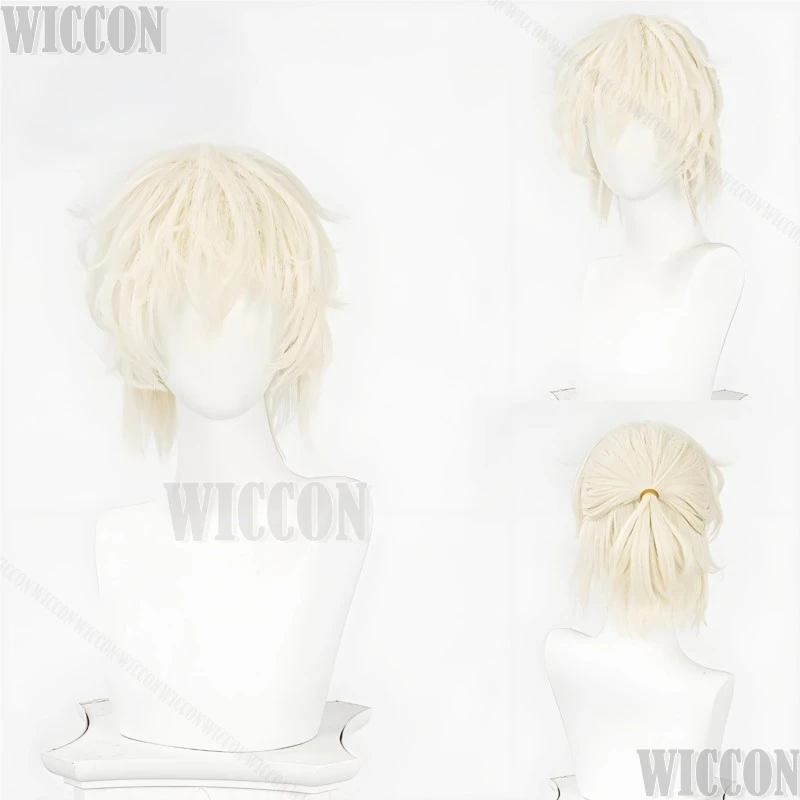 Anime Luka Cos Alien Stage R7 Cosplay Wig Luka R7 Short Hair Halloween Party RolePlay Men Golden Wig Tie Up Cosplay Customized